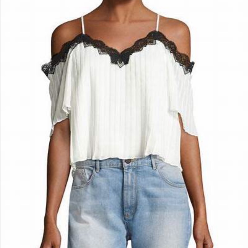 Alice and Olivia Fefe cold shoulder  pleated  top
